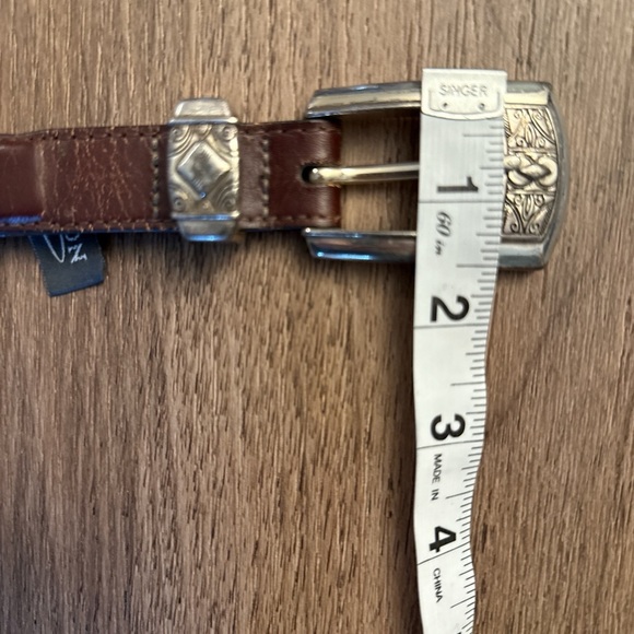 Brighton brown, braided, leather belt, silver details - Picture 4 of 6